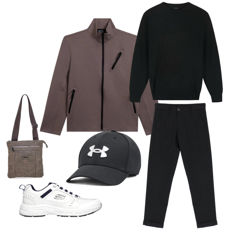 Outfit uomo - Sophisticated Urban Utility. Stile Urban per Tutti i giorni. Abbinamento con pantaloni, felpe, cappelli, portafogli, sneakers, pullovers.