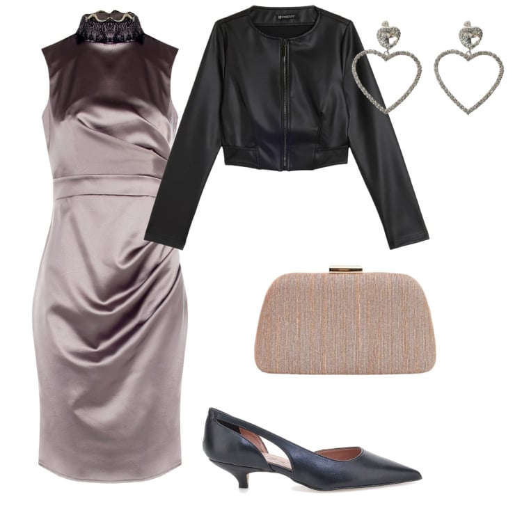 Outfit donna - Serata san valentino. per Serata fuori. Abbinamento con pochette, vestiti a tubino, orecchini, giacche, décolleté.