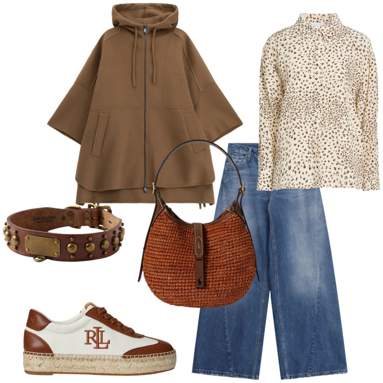 Outfit donna - Total look #2337824. Stile Casual chic per Tutti i giorni. Abbinamento con camicie, cappotti, jeans, sneakers, borse a spalla, anelli.