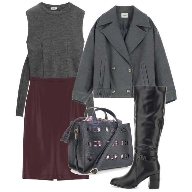 Outfit donna - Febbraio. Stile Bon Ton per Tutti i giorni. Abbinamento con cappotti, gonne longuette, maglieria, borse a mano, stivali.