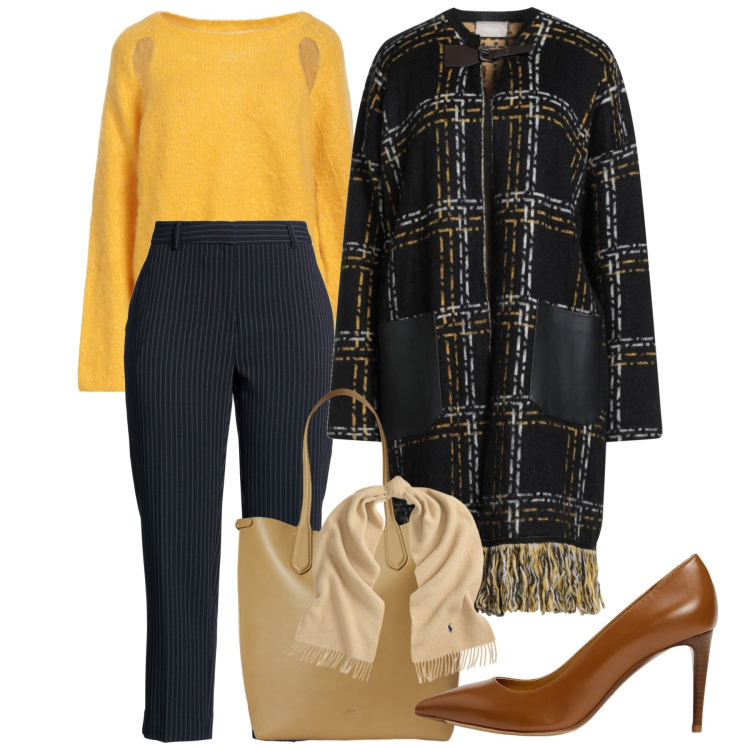 Outfit donna - Maxi chanel. Stile Chic per Tutti i giorni. Abbinamento con cappotti, pantaloni, pullovers, borse tote, décolleté, sciarpe.