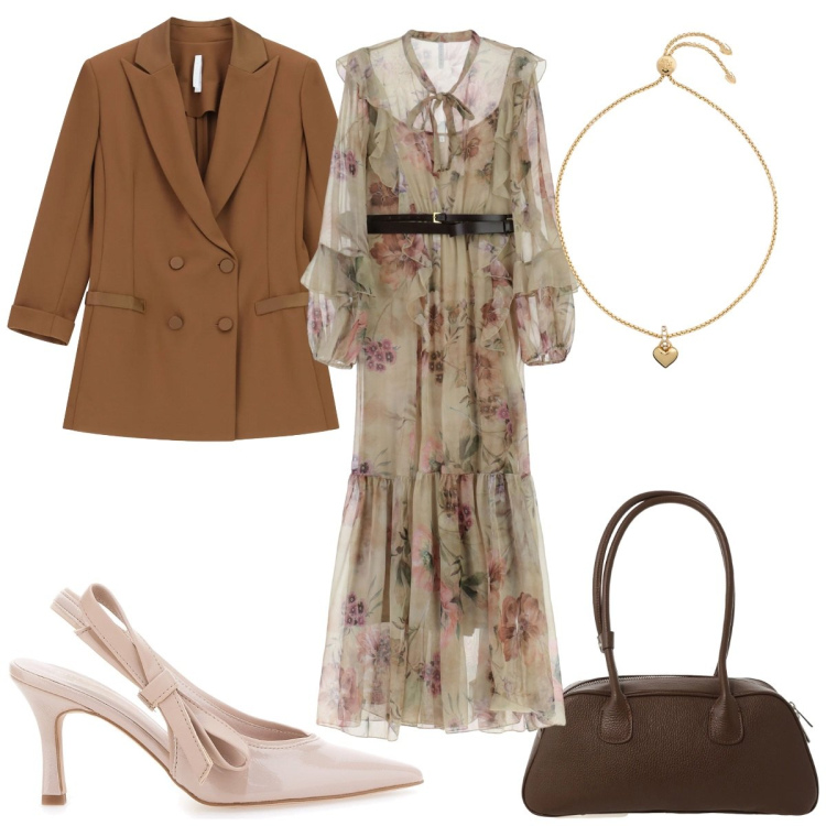 Outfit donna - Matrimonio a febbraio. Stile Romantica per Cerimonia. Abbinamento con vestiti lunghi, blazer, braccialetti, borse a mano, décolleté.