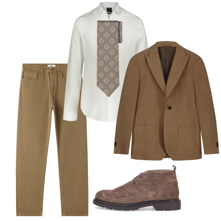 Outfit uomo - Febbraio casual chic. Stile Casual per Tutti i giorni. Abbinamento con jeans dritti, camicie, scarpe stringate, cravatte, giacche.