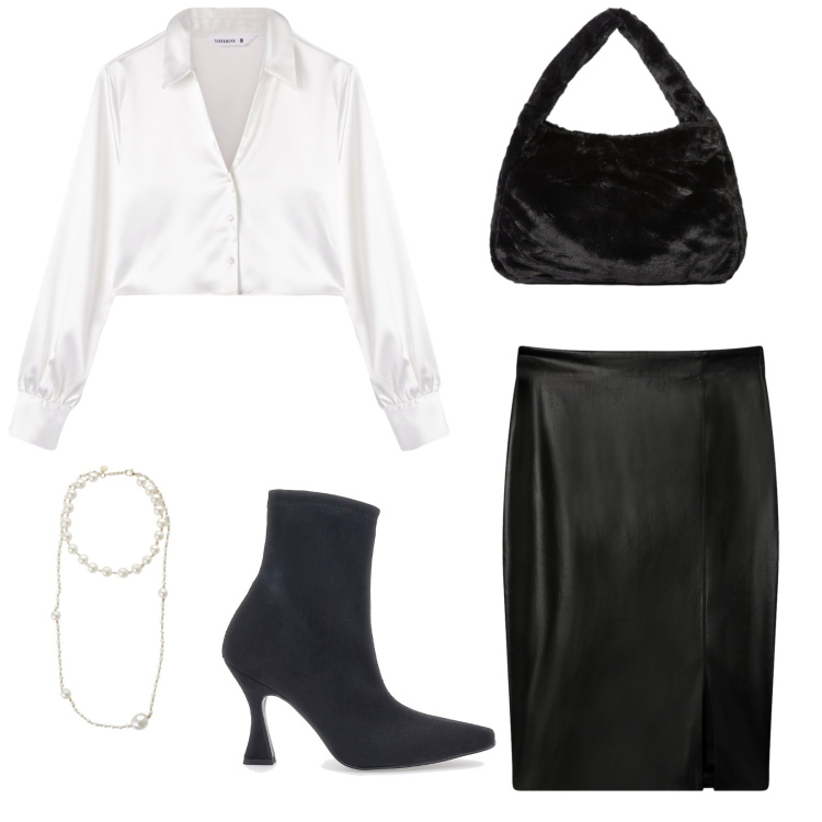 Outfit donna - Total look #2337924. Stile Casual per Tutti i giorni. Abbinamento con gonne longuette, camicie, borse a spalla, collane, stivaletti.