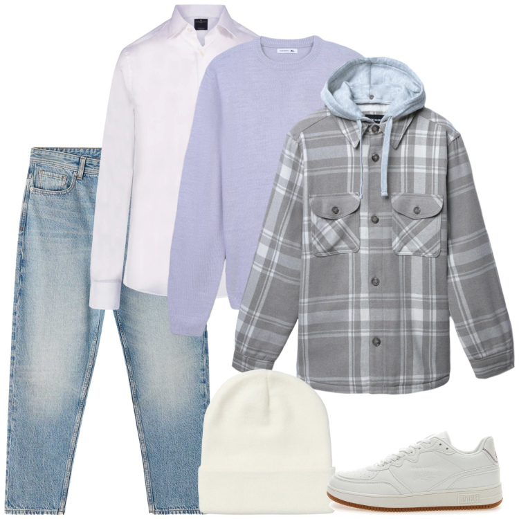 Outfit uomo - Chiaramente. Stile Urban per Tutti i giorni. Abbinamento con maglieria, jeans dritti, berretti, cappotti, sneakers, camicie.