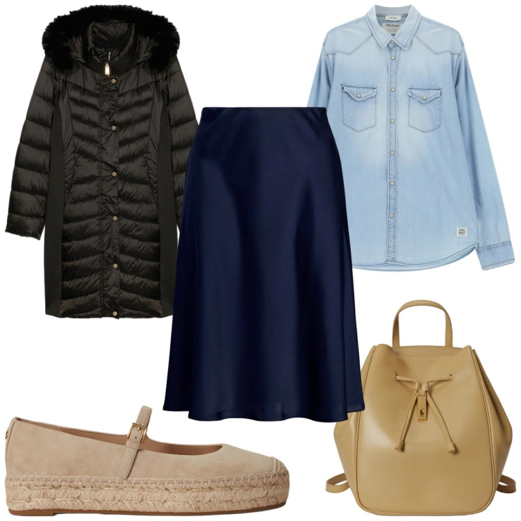 Outfit donna - Total look #2337948. Stile Trendy per Tutti i giorni. Abbinamento con camicie, gonne, zaini, espadrillas, maglieria.