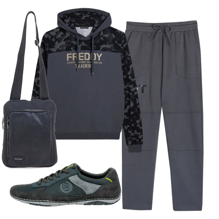Outfit uomo - Total look #2338002. Stile Casual per Tutti i giorni. Abbinamento con pantaloni, felpe con cappuccio, portafogli, sneakers.