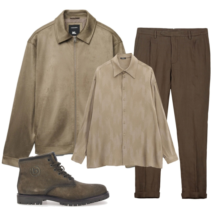 Outfit uomo - Total look #2338021. Stile Business/Elegante per Ufficio. Abbinamento con camicie, giacche, stivali e stivaletti, pantaloni.