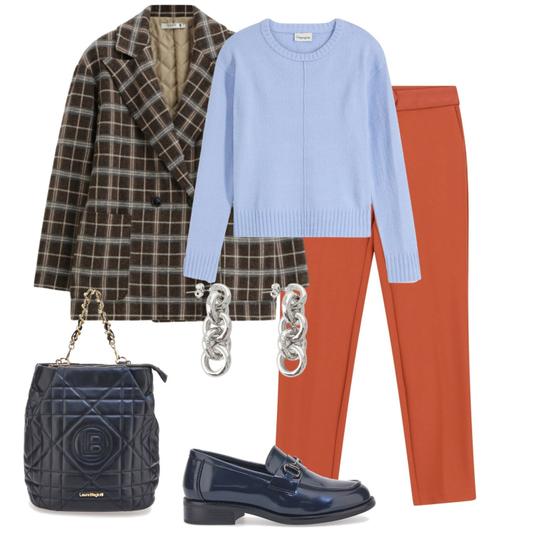 Outfit donna - Urban style. Stile Urban per Tutti i giorni. Abbinamento con maglieria, pantaloni, orecchini, blazer, mocassini, zaini.