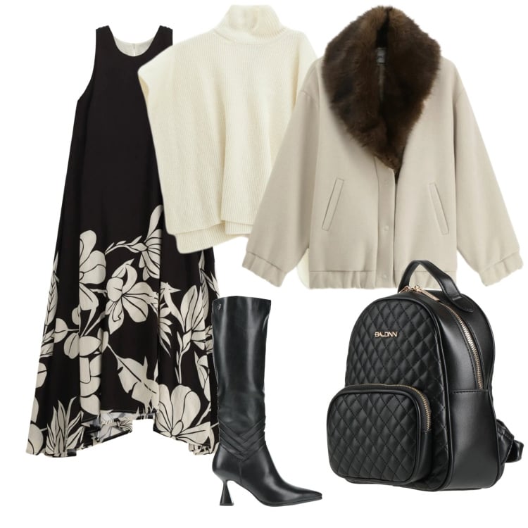 Outfit donna - Total look #2338050. Stile Glamour per Tutti i giorni. Abbinamento con zaini, stivali, vestiti lunghi, cappotti, maglieria.