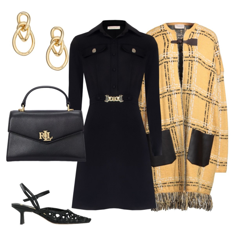 Outfit donna - Al matrimonio di amici. Stile Chic per Cerimonia. Abbinamento con cappotti, décolleté, vestiti a tubino, borse a mano, orecchini.