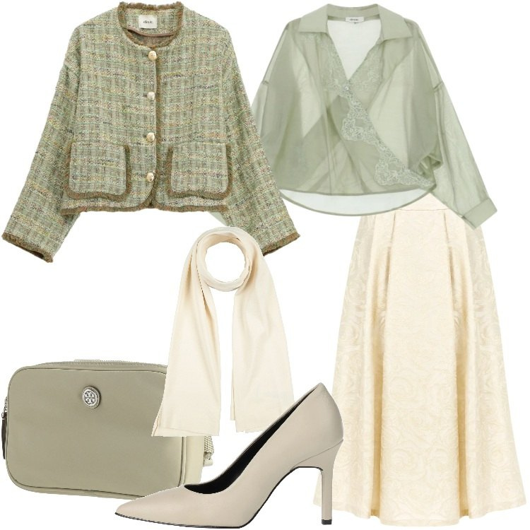 Outfit donna - Romantic, but make it Glam. Stile Glamour per Cerimonia. Abbinamento con décolleté, marsupi, sciarpe, camicie, blazer, gonne longuette.