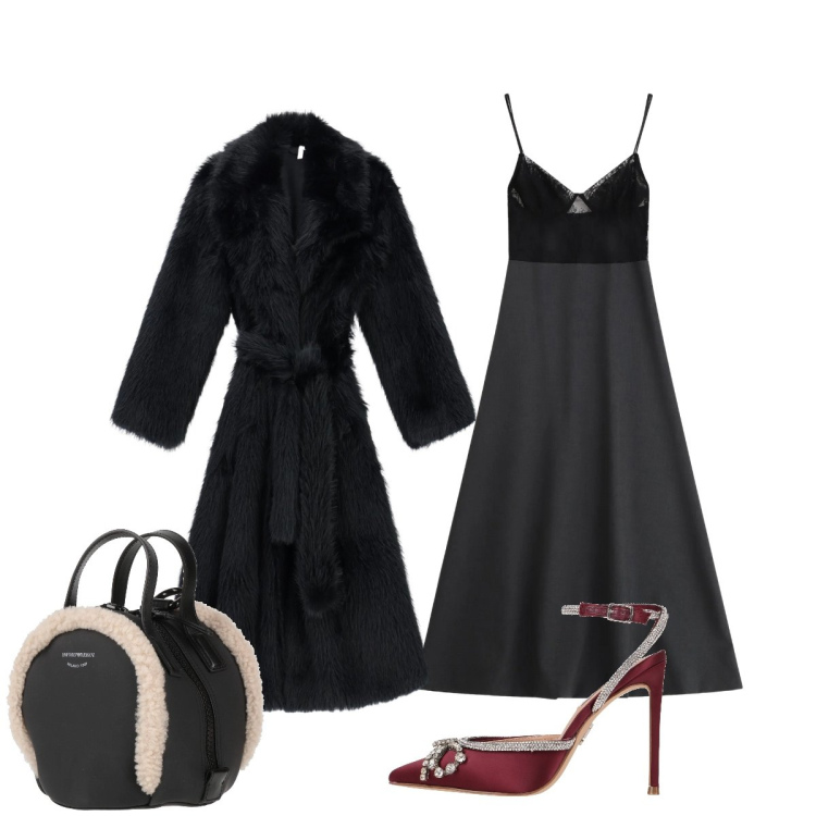 Outfit donna - Romantic Glam. Stile Glamour per Serata fuori. Abbinamento con décolleté, zaini, vestiti lunghi, cappotti.