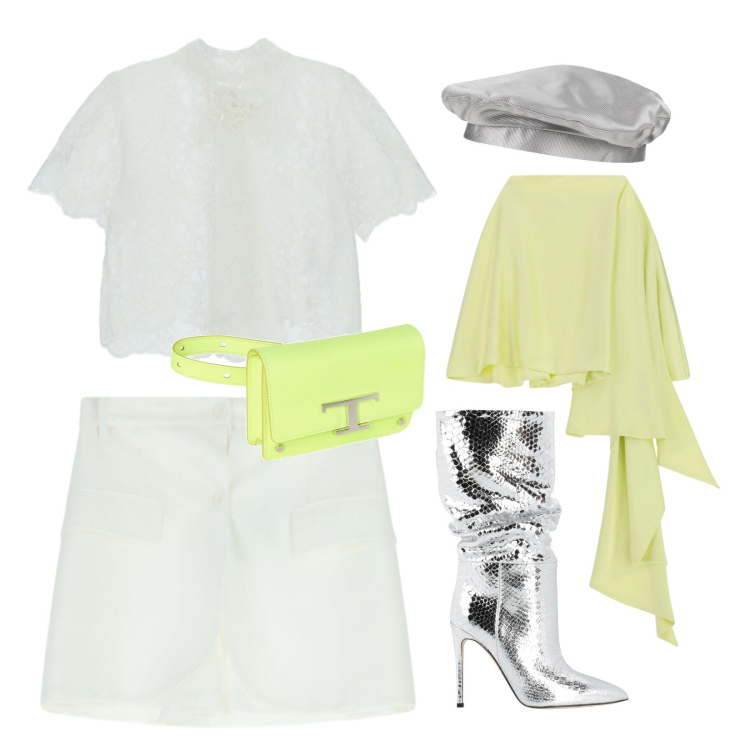 Outfit donna - Romantic Glamour. Stile Glamour per Serata fuori. Abbinamento con stivali, cappelli e berretti, marsupi, top, scialli, shorts.