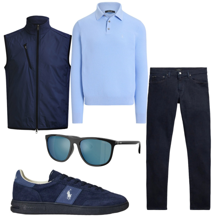 Outfit uomo - Total look #2338105. Stile Casual per Tutti i giorni. Abbinamento con jeans, sneakers, occhiali da sole, piumini, maglieria.
