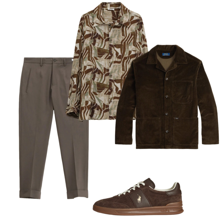 Outfit uomo - Febbraio chocolat. Stile Trendy per Tutti i giorni. Abbinamento con camicie, pantaloni, sneakers, giacche.