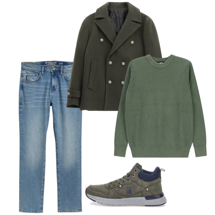 Outfit uomo - Febbraio. Stile Casual per Tutti i giorni. Abbinamento con jeans slim fit, cappotti, pullovers, stivali e stivaletti.