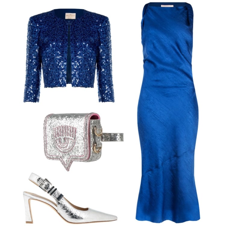 Outfit donna - Total look #2338125. Stile Glamour per Serata fuori. Abbinamento con marsupi, décolleté, vestiti asimmetrici, bolero.