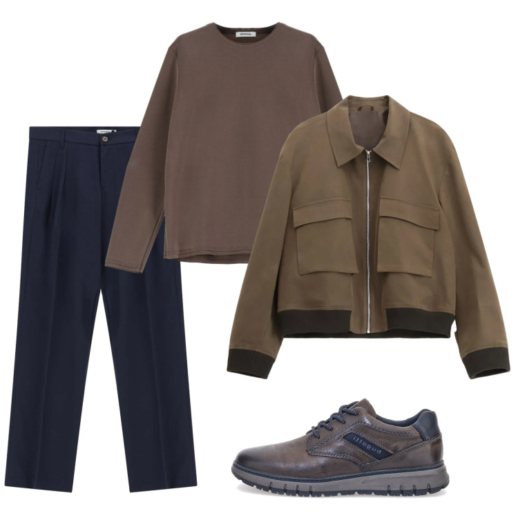 Outfit uomo - Febbraio peacoat. Stile Casual per Tutti i giorni. Abbinamento con giacche, pantaloni, felpe, scarpe stringate.