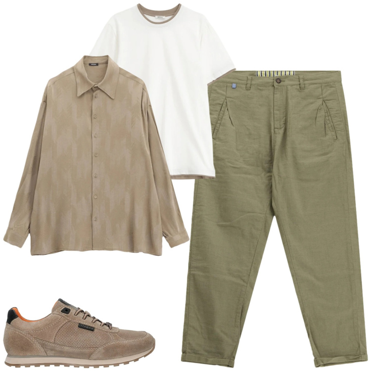 Outfit uomo - Imperial spring. Stile Urban per Tutti i giorni. Abbinamento con camicie, pantaloni, t-shirt, sneakers.