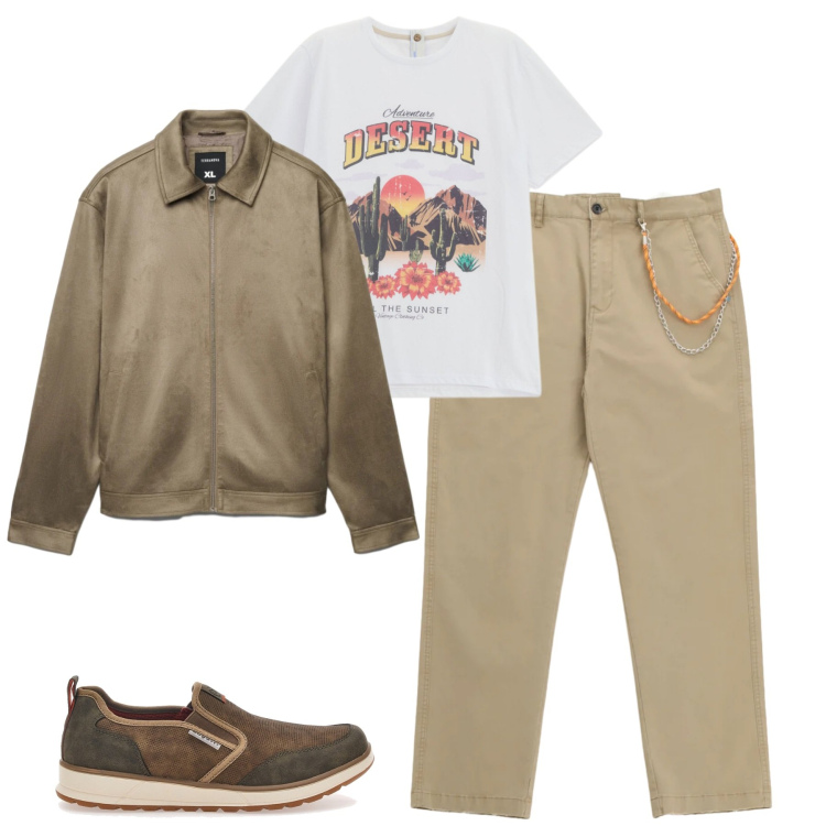 Outfit uomo - Early spring. Stile Casual per Tutti i giorni. Abbinamento con pantaloni, t-shirt, giacche, sneakers.