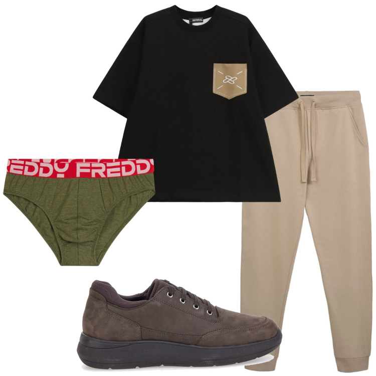 Outfit uomo - Total look #2338382. Stile Trendy per Tutti i giorni. Abbinamento con felpe, pantaloni, slip, scarpe stringate.