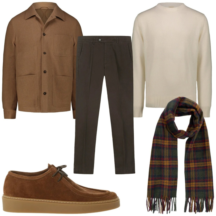 Outfit uomo - Serata low cost. Stile Casual per Serata speciale. Abbinamento con scarpe stringate, pantaloni chino, sciarpe, maglieria, cappotti.