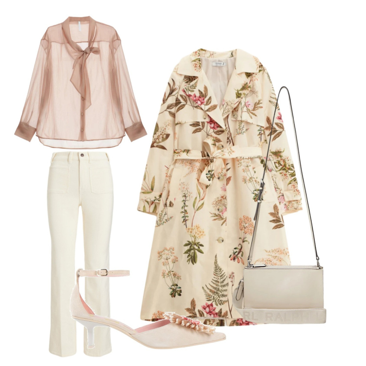 Outfit donna - Aspettando marzo. Stile Casual chic per Serata fuori. Abbinamento con décolleté, camicie, trench, borse a tracolla, pantaloni.