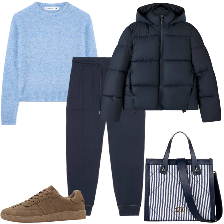 Outfit donna - Total look #2338476. Stile Basic per Tutti i giorni. Abbinamento con sneakers, bomber, maglieria, shopping bag, pantaloni.