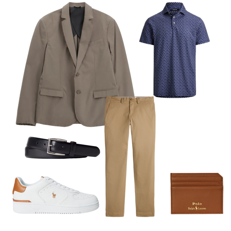 Outfit uomo - Dynamic Professional. Stile Casual per Tutti i giorni. Abbinamento con giacche, cinture, sneakers, portafogli, polo, pantaloni chino.