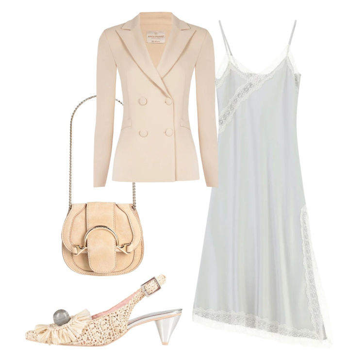 Outfit donna - Slip dress romantic. Stile Glamour per Cerimonia. Abbinamento con marsupi, décolleté, vestiti lunghi, blazer.