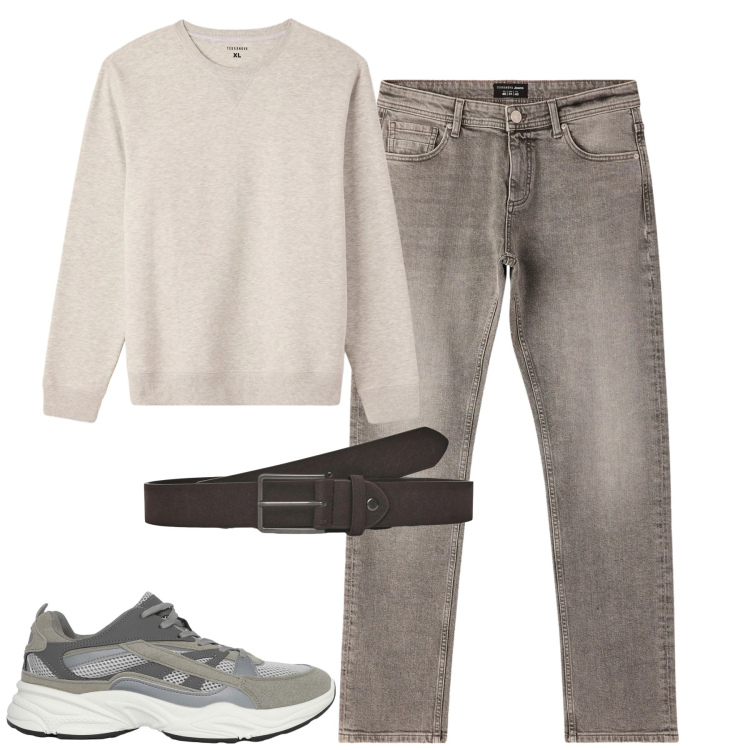 Outfit uomo - Terranova. Stile Casual per Tutti i giorni. Abbinamento con sneakers, cinture, felpe, jeans.