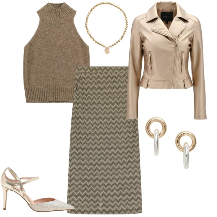 Outfit donna - Osa! Brilla!!. Stile Chic per Serata fuori. Abbinamento con giacche, décolleté, collane, orecchini, top, gonne lunghe.