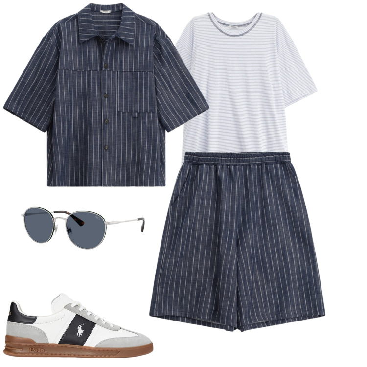 Outfit uomo - Imperial. Stile Trendy per Tutti i giorni. Abbinamento con camicie a manica corta, bermuda, t-shirt, sneakers, occhiali da sole.