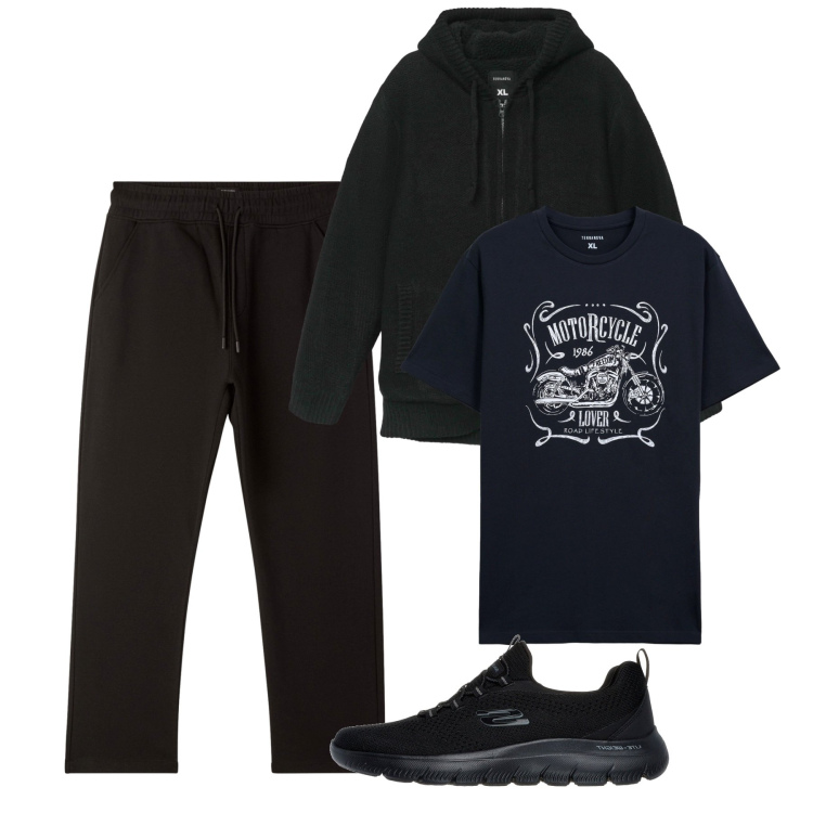 Outfit uomo - Sport time. Stile Casual per Tutti i giorni. Abbinamento con pantaloni, felpe con cappuccio, t-shirt, sneakers.