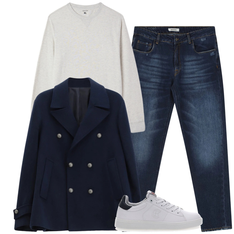 Outfit uomo - Febbraio. Stile Casual per Tutti i giorni. Abbinamento con felpe, jeans dritti, cappotti, sneakers.