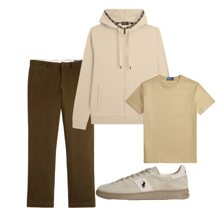 Outfit uomo - Febbraio. Stile Casual per Tutti i giorni. Abbinamento con felpe con cappuccio, pantaloni chino, t-shirt, sneakers.