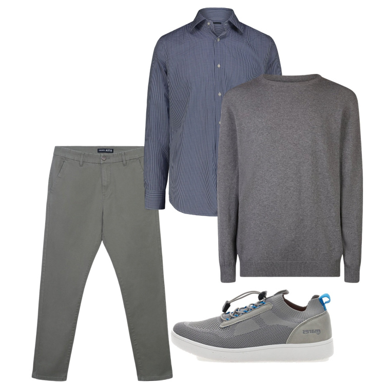 Outfit uomo - Febbraio. Stile Casual per Tutti i giorni. Abbinamento con pantaloni chino, maglieria, sneakers, camicie.