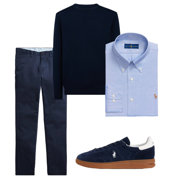Outfit uomo - Febbraio. Stile Casual per Tutti i giorni. Abbinamento con pantaloni, camicie, sneakers, maglieria.