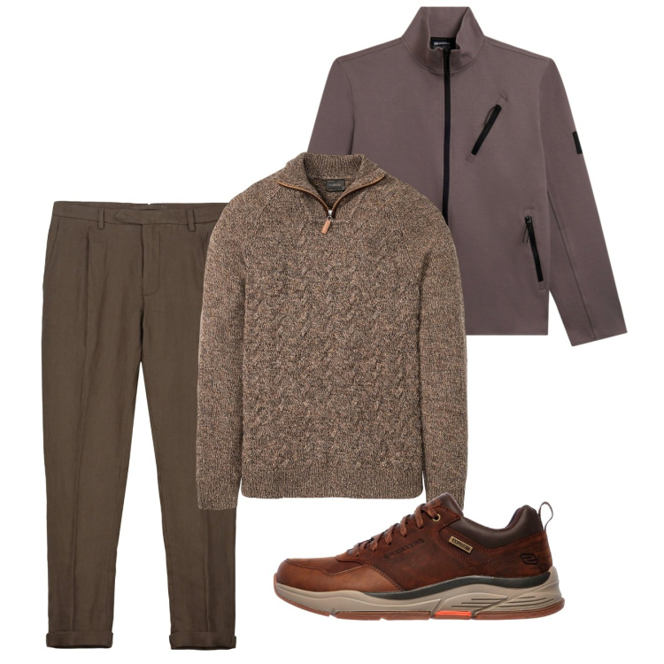 Outfit uomo - Febbraio. Stile Casual per Tutti i giorni. Abbinamento con maglieria, felpe, pantaloni, sneakers.