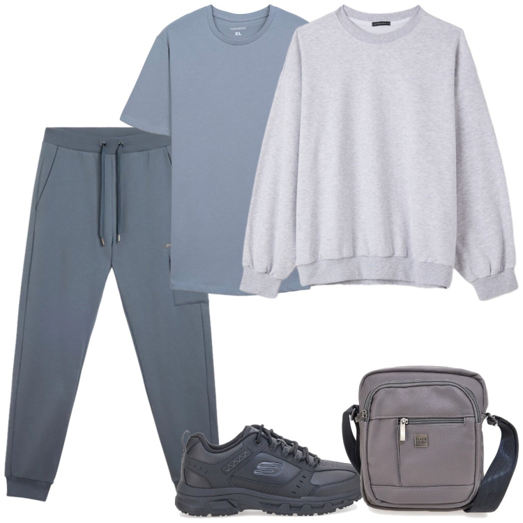 Outfit uomo - Cool as ice. Stile Casual per Sport. Abbinamento con felpe, t-shirt, pantaloni cargo, sneakers, borse sportive.