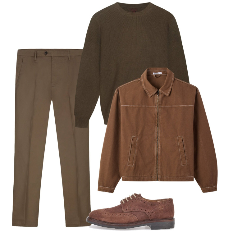 Outfit uomo - Febbraio. Stile Casual per Tutti i giorni. Abbinamento con cappotti, scarpe stringate, pantaloni, maglieria.