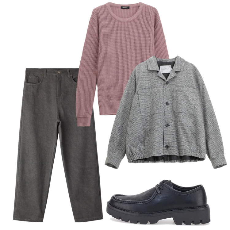 Outfit uomo - Pink touch. Stile Casual per Tutti i giorni. Abbinamento con pantaloni, pullovers, cappotti, scarpe stringate.