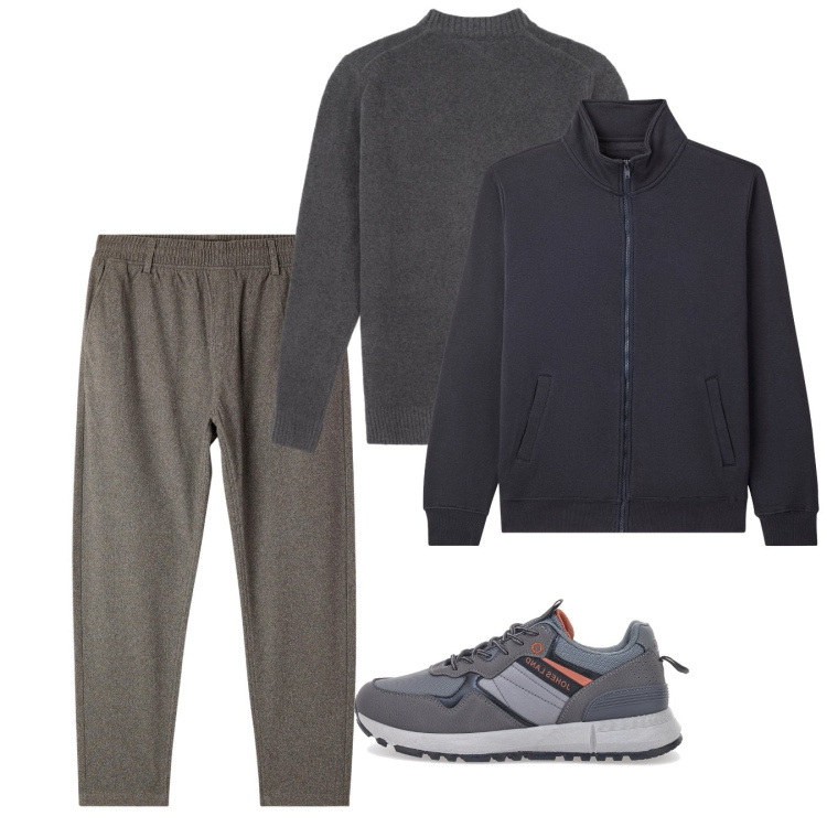 Outfit uomo - Febbraio. Stile Casual per Tutti i giorni. Abbinamento con giacche, pantaloni, sneakers, maglieria.