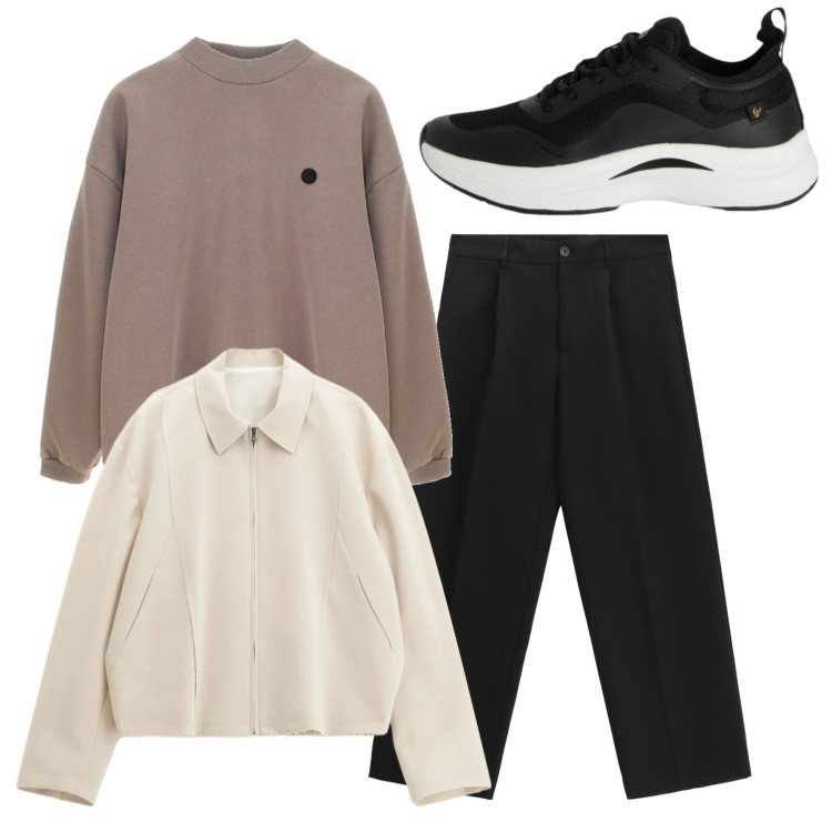 Outfit uomo - Total look. Stile Casual per Tutti i giorni. Abbinamento con cappotti, pantaloni, sneakers, felpe.