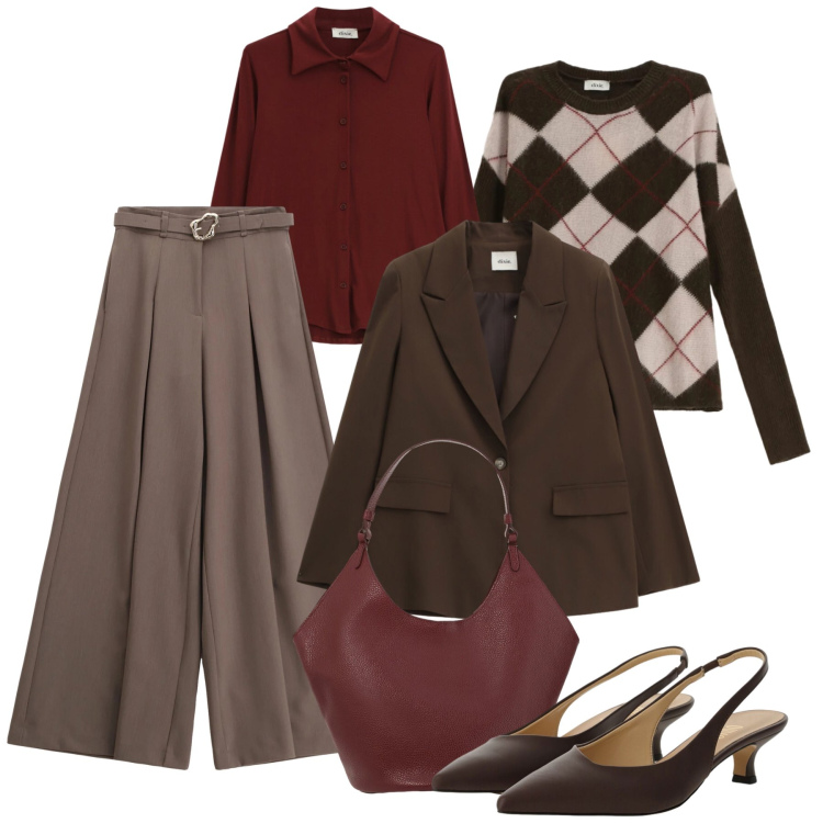 Outfit donna - Layering time. Stile Glamour per Tutti i giorni. Abbinamento con pantaloni, borse a spalla, maglieria, blazer, camicie, décolleté.