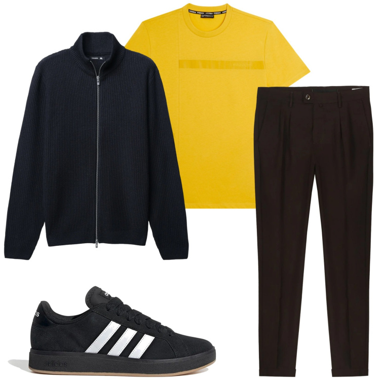 Outfit uomo - Total look #2338661. Stile Urban per Sport. Abbinamento con cardigans, t-shirt, pantaloni, sneakers.
