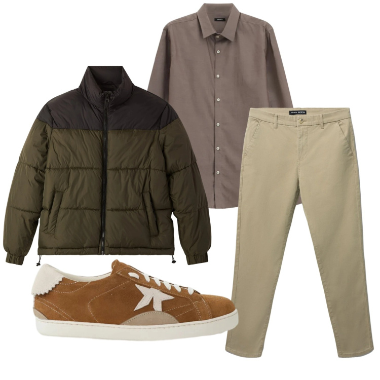 Outfit uomo - Total look #2338668. Stile Casual per Tutti i giorni. Abbinamento con camicie, sneakers, pantaloni chino, bomber.