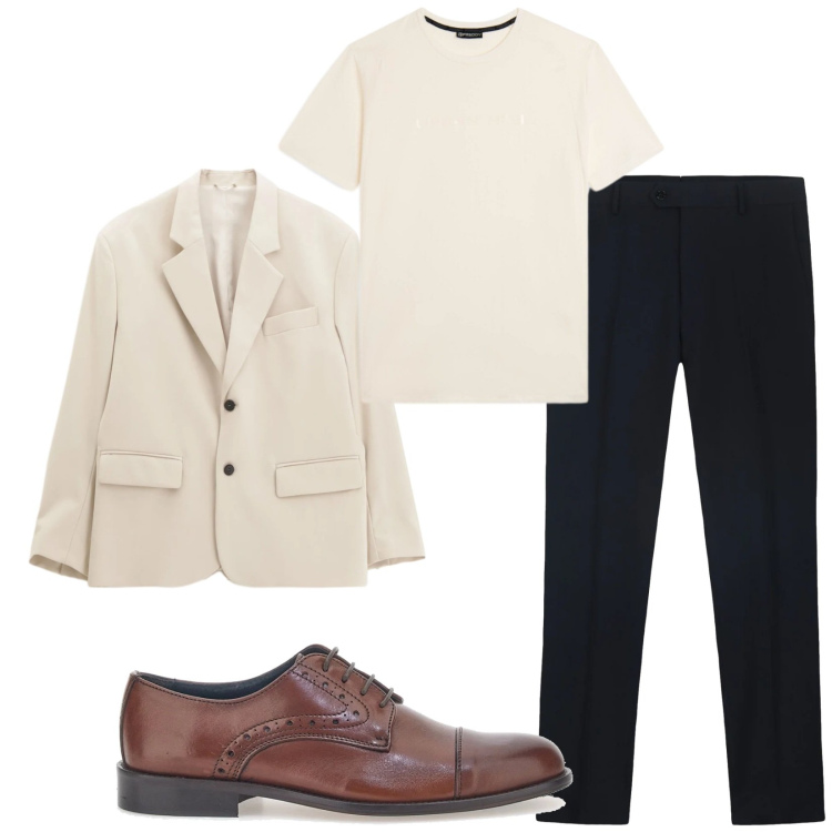 Outfit uomo - Total look #2338677. Stile Trendy per Serata speciale. Abbinamento con giacche, t-shirt sportive, scarpe stringate, pantaloni.