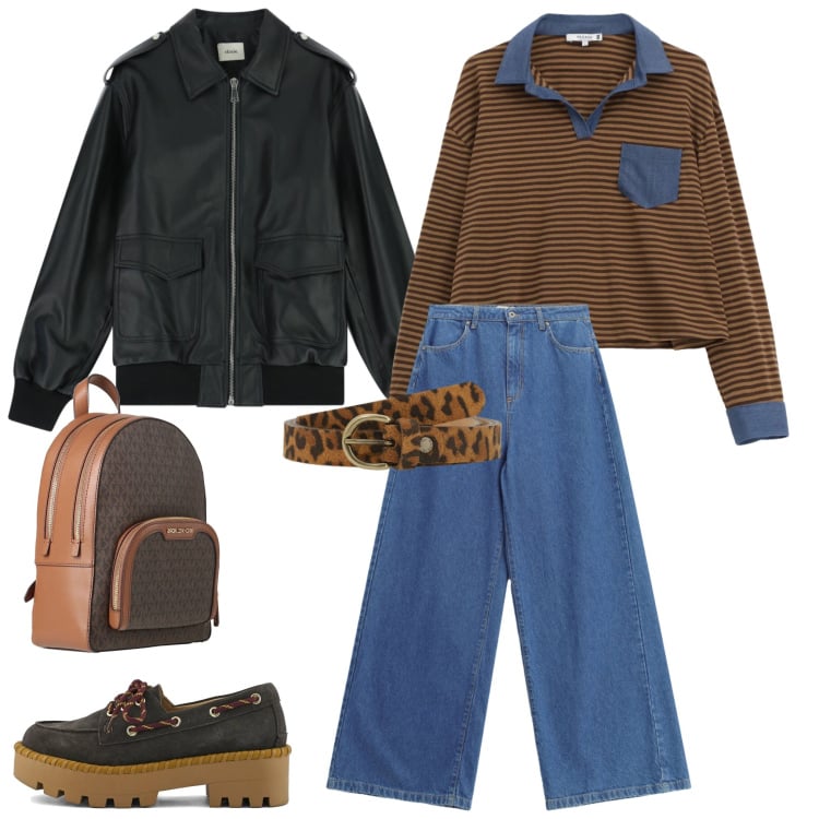 Outfit donna - Total look #2338727. Stile Romantica per Scuola/Università. Abbinamento con zaini, t-shirt, jeans, cinture, blazer, mocassini.